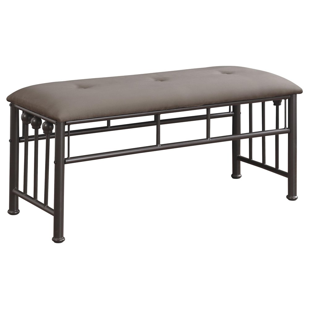 Coaster Home Furnishings - Livingston - Upholstered Bench with Padded Seat Cushion and Steel Tubing Construction - Transitional - Bedroom and Entryway - Brown and Bronze - 301396