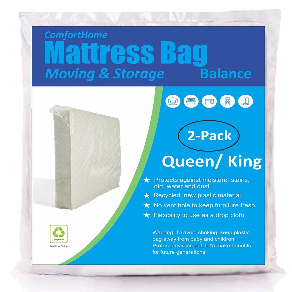 ComfortHome Mattress Bag for Moving and Storage, Medium Weight, Fits Queen and King Size Mattress, 2 Pack