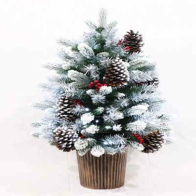 HOLIDAY STUFF 3' Potted Frosted Winter Spruce Tabletop Flocked Artificial Christmas Tree Pre-lit (3 Ft)