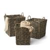 Artera Oversize Wicker Storage Basket - Set of 3 Woven Water Hyacinth Blanket Baskets with Handle, Natural Nesting Floor Storage Bins for Living Room, Bedroom or Laundry Room (Style 1) view 1