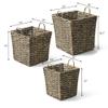 Artera Oversize Wicker Storage Basket - Set of 3 Woven Water Hyacinth Blanket Baskets with Handle, Natural Nesting Floor Storage Bins for Living Room, Bedroom or Laundry Room (Style 1) view 2