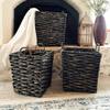 Artera Oversize Wicker Storage Basket - Set of 3 Woven Water Hyacinth Blanket Baskets with Handle, Natural Nesting Floor Storage Bins for Living Room, Bedroom or Laundry Room (Style 1) view 4