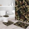 4 Pcs Camo Shower Curtain Set with Non-Slip Rug, Toilet Lid Cover, Bath Mat and 12 Hooks, Waterproof Shower Curtain Set for Bathroom - Forests Military Army Camouflage Pattern Uniform Style view 3