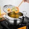 Alfaview Stainless Steel Tempura Deep Fryer Pot with Thermometer and Oil Drip Rack Lid , Japanese Deep Frying Pot for Chicken French Fries Fish and Shrimp Oil Frying Pan (Silver, 2200ml) view 2