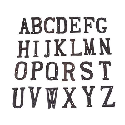 A To Z 0 To 9 Metal Letters & Numbers Cast Iron Decoration House Sign Doorplate DIY Cafe Wall 8cm Wrought Iron Letter Signs Dormitory Room Number (Color : T)