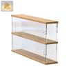 Clear Acrylic Display Shelf Case for Mini Funko Pop, Wooden Display Stand Riser 2 Layer Storage Rack for POP MART The Monsters Lazy Yoga Action Figures Collectibles Toys, 15.55" W x 3.78" D x 10.8" H view 1