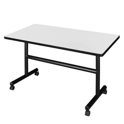 Regency Kobe 48 x 30 in. Flip-Top Training & Nesting Table Mobile Folding Classroom & Training Room Table with Locking Casters, Space-Saving Flip Design, Durable Laminate Worksurface (White)