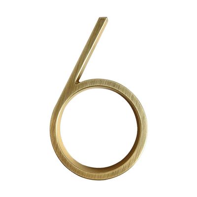 1Pc 0-9 Golden Floating House Number, 12.5cm/5inch Zinc Alloy Satin Brass Numbers Plaques, Door Plates Dormitory Room Number Street Address Outdoor Sign (Color : 6)