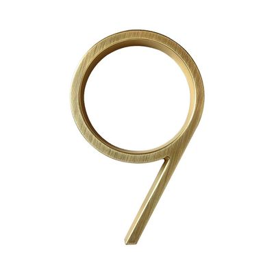 1Pc 0-9 Golden Floating House Number, 12.5cm/5inch Zinc Alloy Satin Brass Numbers Plaques, Door Plates Dormitory Room Number Street Address Outdoor Sign (Color : 9)