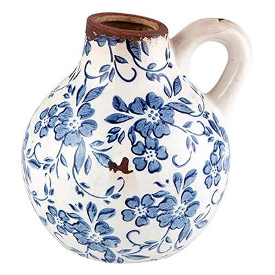 47th & Main Ceramic Handled Vase, 6" x 6", Vintage Blue