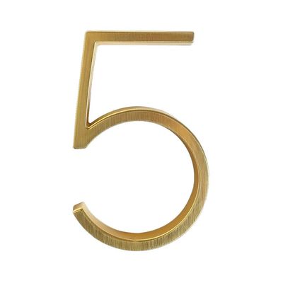 1Pc 0-9 Golden Floating House Number, 12.5cm/5inch Zinc Alloy Satin Brass Numbers Plaques, Door Plates Dormitory Room Number Street Address Outdoor Sign (Color : 5)