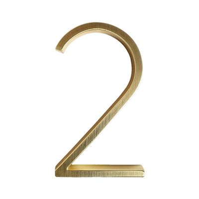 1Pc 0-9 Golden Floating House Number, 12.5cm/5inch Zinc Alloy Satin Brass Numbers Plaques, Door Plates Dormitory Room Number Street Address Outdoor Sign (Color : 2)