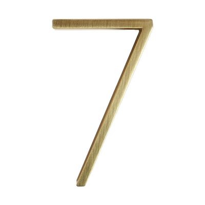 1Pc 0-9 Golden Floating House Number, 12.5cm/5inch Zinc Alloy Satin Brass Numbers Plaques, Door Plates Dormitory Room Number Street Address Outdoor Sign (Color : 7)