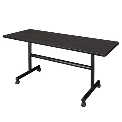 Regency Kobe 60 x 24 in. Flip-Top Training & Nesting Table Mobile Folding Classroom & Training Room Table with Locking Casters, Space-Saving Flip Design, Durable Laminate Worksurface (Ash Grey)