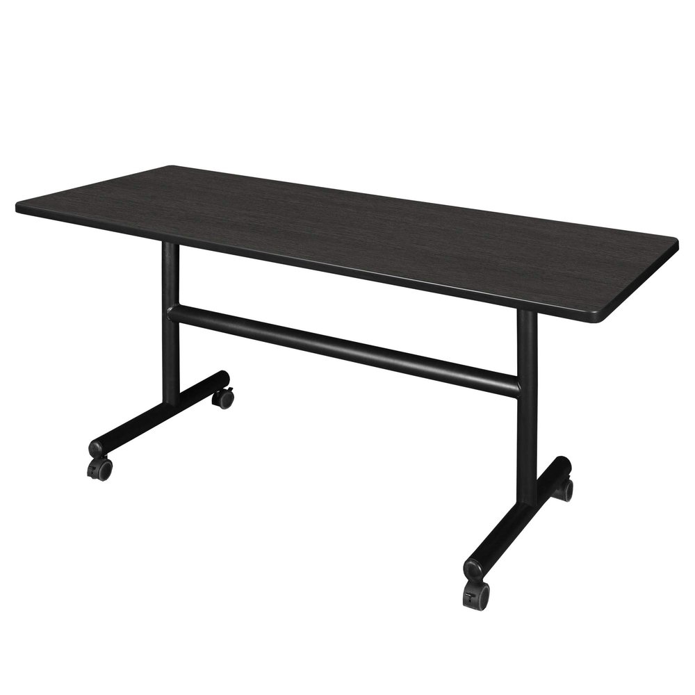 Regency Kobe 60 x 24 in. Flip-Top Training & Nesting Table Mobile Folding Classroom & Training Room Table with Locking Casters, Space-Saving Flip Design, Durable Laminate Worksurface (Ash Grey)