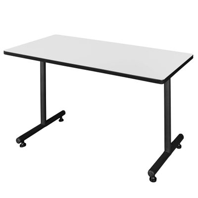Regency Kobe 48 x 30 in. Steel T-Base Training & Caf Seminar Table  Durable Laminate Worksurface with Rounded Corners, Adjustable Glides, Modern Classroom & Commercial Office Table (White)