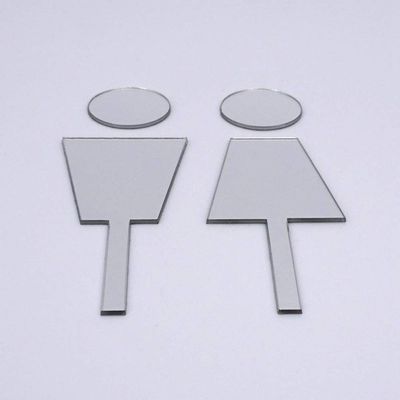 Toilet Men, Women Sign Acrylic 3d Mirror Wall Sticker Home Decoration Hotel/Office/Restaurant Toilet Indicator Plate Wc Sticker (Color : Silver, Size : 25cm (10 in) height)