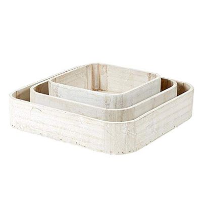 47th & Main Creative Brands Square Nested Trays, Set of 3, Natural Wood