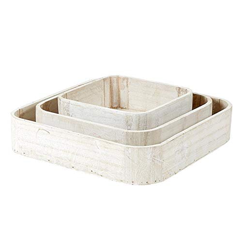 47th & Main Creative Brands Square Nested Trays, Set of 3, Natural Wood