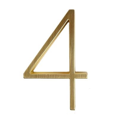 1Pc 0-9 Golden Floating House Number, 12.5cm/5inch Zinc Alloy Satin Brass Numbers Plaques, Door Plates Dormitory Room Number Street Address Outdoor Sign (Color : 4)