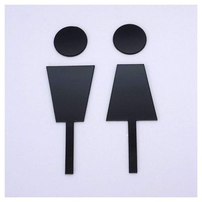 Toilet Men, Women Sign Acrylic 3d Mirror Wall Sticker Home Decoration Hotel/Office/Restaurant Toilet Indicator Plate Wc Sticker (Color : Black, Size : 25cm (10 in) height)