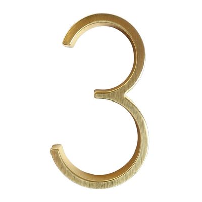 1Pc 0-9 Golden Floating House Number, 12.5cm/5inch Zinc Alloy Satin Brass Numbers Plaques, Door Plates Dormitory Room Number Street Address Outdoor Sign (Color : 3)