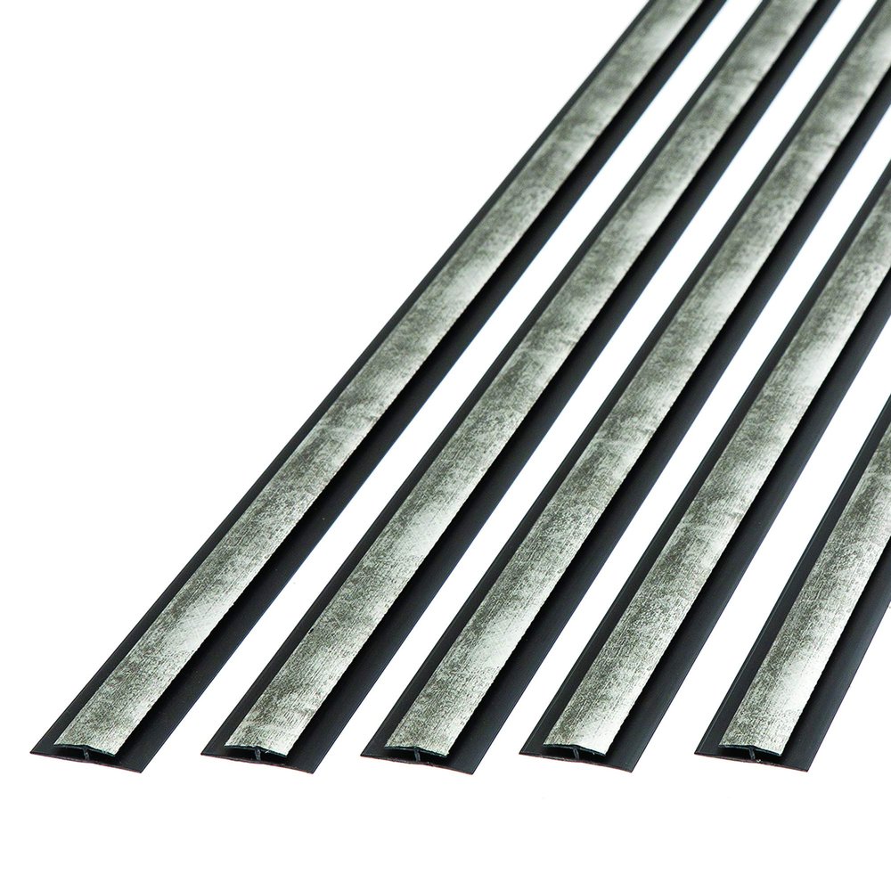 FASDE 47 in. Decorative Vinyl Divider Trim Crosshatch Silver (5 Pack)