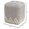 LR Home Gray/Ivory Geometric Hand-Woven Polyester Ottoman Pouf for Home Decor | Modern Transitional Foot Rest for Bedroom & Living Room Decor | 16 x 16 x 16 Stuffed Ottoman for Seating view 2