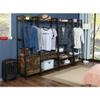 JJS 25.2" Entryway Coat Rack, Industrial Rustic Hall Tree Shoe Bench with Storage Shelves for Hallway, Wood Look Accent Furniture with Metal Frame, Rustic Brown view 2