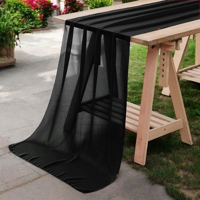 VDS - 20 PC | Black 10ft Sheer Chiffon Table Runner 27x120 Inches Centerpiece Cloth Gauze for Wedding Bridal Shower Birthday Graduation Engagement Ceremony Event Party Banquet Table Decoration