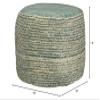 LR Home Indoor Polyester Modern Striped Ottoman Pouf | Aqua/White,18" x 18" x 14" view 2