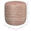 LR Home Indoor Polyester Modern Striped Ottoman Pouf | Coral/White,18" x 18" x 14" view 2