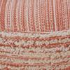 LR Home Indoor Polyester Modern Striped Ottoman Pouf | Coral/White,18" x 18" x 14" view 3