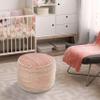 LR Home Indoor Polyester Modern Striped Ottoman Pouf | Coral/White,18" x 18" x 14" view 4