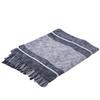 LR Home Minimal Modern Plaid Coverlet with Fringe - King, 90" x 108", Navy/White view 2