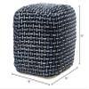 L. R. Resources, Inc. LR Home Hand-Woven Black/White/Blue Geometric Cotton Square Ottoman Pouf for Home Decor | Indoor Foot Rest for Bedroom & Living Room | 16 x 16 x 16 Stuffed Ottoman for Seating view 2