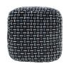 L. R. Resources, Inc. LR Home Hand-Woven Black/White/Blue Geometric Cotton Square Ottoman Pouf for Home Decor | Indoor Foot Rest for Bedroom & Living Room | 16 x 16 x 16 Stuffed Ottoman for Seating view 4