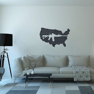 Badger Steel USA - AR 15 Flag - Metal Wall Art - 28" X 18.1" - Hammered Copper