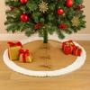 Fennco Styles Rustic Burlap White Faux Fur Trim Tree Skirt 72 Inch Round - Natural Christmas Tree Skirt for Holiday, Home Decor, Family Gathering and Special Occasion view 2