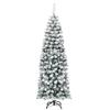 Goplus 6ft Snow Flocked Pencil Tree, Unlit Artificial Hinged Christmas Tree with Metal Stand, Slim Xmas Snowy Tree for Indoor and Outdoor Use view 1