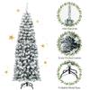 Goplus 6ft Snow Flocked Pencil Tree, Unlit Artificial Hinged Christmas Tree with Metal Stand, Slim Xmas Snowy Tree for Indoor and Outdoor Use view 2