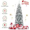 Goplus 6ft Snow Flocked Pencil Tree, Unlit Artificial Hinged Christmas Tree with Metal Stand, Slim Xmas Snowy Tree for Indoor and Outdoor Use view 3
