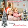 Goplus 6ft Snow Flocked Pencil Tree, Unlit Artificial Hinged Christmas Tree with Metal Stand, Slim Xmas Snowy Tree for Indoor and Outdoor Use view 4