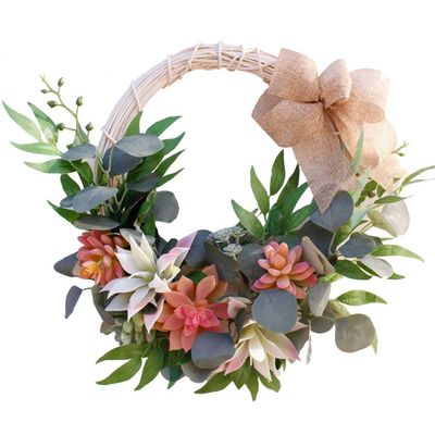 Wreaths LIU- Artificial Succulent Pastoral Style Summer, for Front Door Wall Window Indoor and Outdoor Home Wedding Decoration