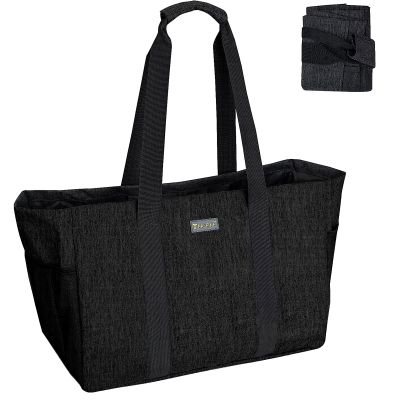 BALEINE Soft 9 Gallon Extra Large Utility Tote, Foldable Reusable Storage Bag (Charcoal Black)