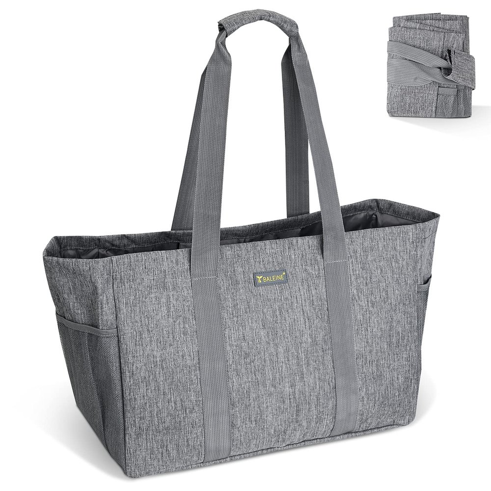 BALEINE Soft 9 Gallon Extra Large Utility Tote, Foldable Reusable Storage Bag (Winter Gray)