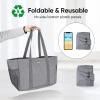 BALEINE Soft 9 Gallon Extra Large Utility Tote, Foldable Reusable Storage Bag (Winter Gray) view 3