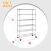 BestOffice 18x48x72 Wire Shelving with Commercial Wheels 6-Shelf Adjustable Heavy Duty Storage Shelves Metal Shelves Storage Unit Shelf,6000 LBS (Chrome) view 3