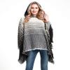 cloaks Plaid Hoodied Poncho Blanket Knitted Tassel Oversized Poncho with Hood Winter Fall Fashion Warm Sweater Coat Blanket Hoodie (DP4-02black&Grey) view 2