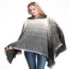 cloaks Plaid Hoodied Poncho Blanket Knitted Tassel Oversized Poncho with Hood Winter Fall Fashion Warm Sweater Coat Blanket Hoodie (DP4-02black&Grey) view 4